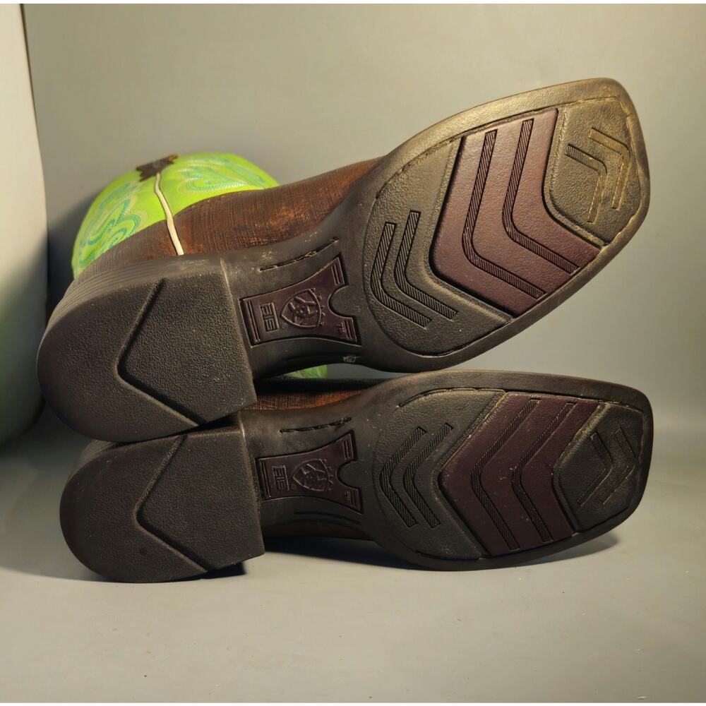 Ariat Quickdraw Western Boot Women 9 Brown Neon Lime Cowgirl Square Toe 10016311 - Picture 8 of 8